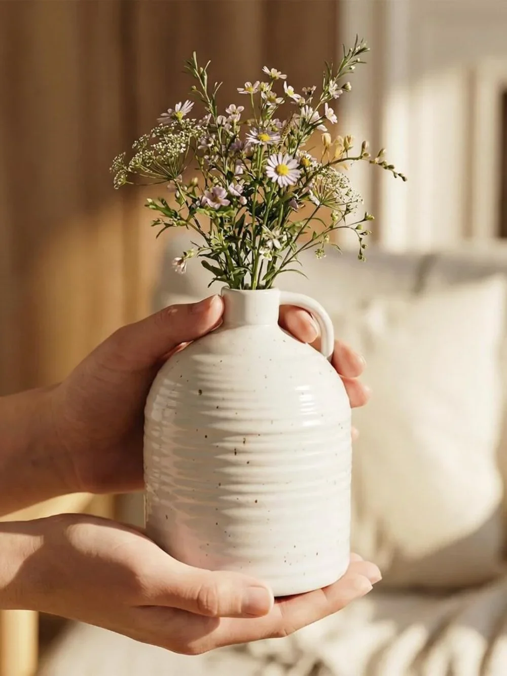 3-Piece Farmhouse Ceramic Vase Set White